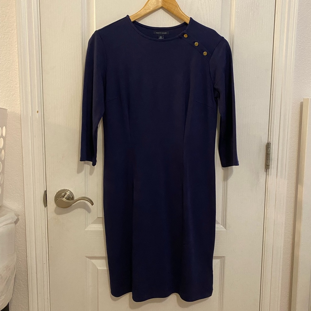 Tommy Hilfiger Navy Dress with Gold Button Detail